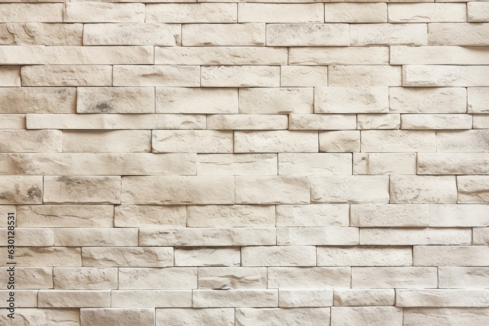 Cream and white brick wall texture background. Brickwork and stonework flooring pattern.