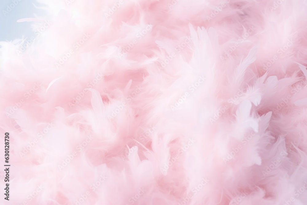 Feathery cloud texture background, soft and billowy cloud formations, pastel pink and blue sky backdrop, ethereal and heavenly.