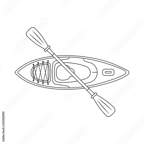 Hand drawn Kids drawing Cartoon Vector illustration kayak icon Isolated on White Background