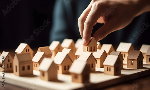 Hand selecting a model house, real estate