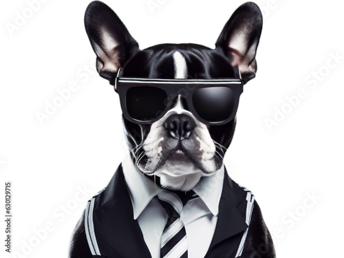 Boston Terrier Security Officer with No Background © Emojibb.Family