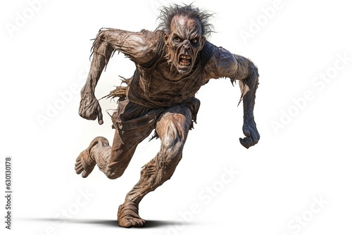 running zombie isolated on white background