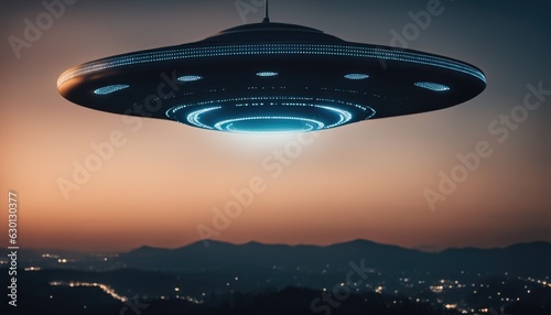 Unidentified Flying Object  UFO  in the Night Sky
