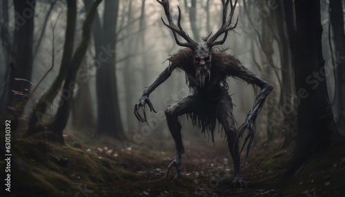 Terrifying Wendigo Figure in the Forest