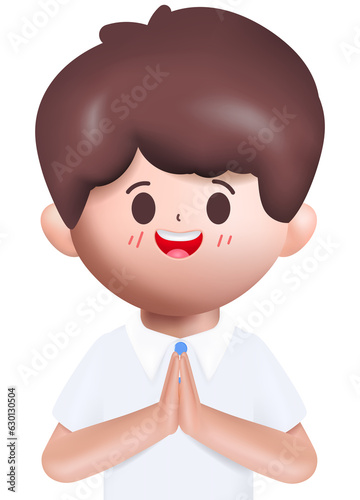 3d rendering Happy cute Students Back to school character design.