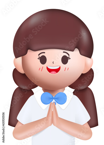 3d rendering Happy cute Students Back to school character design.