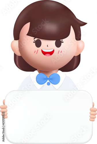 3d rendering Happy cute Students Back to school character design.