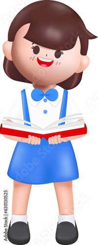 3d rendering Happy cute Students Back to school character design.