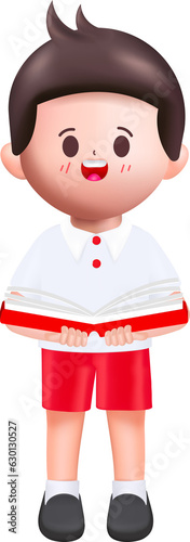 3d rendering Happy cute Students Back to school character design.