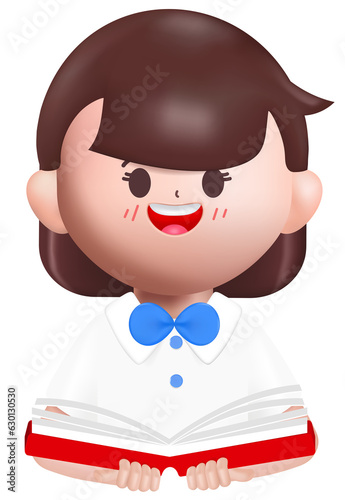 3d rendering Happy cute Students Back to school character design.