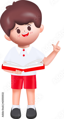3d rendering Happy cute Students Back to school character design.