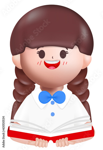 3d rendering Happy cute Students Back to school character design.