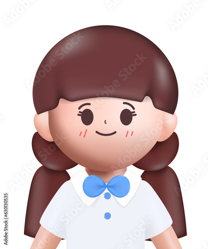 3d rendering Happy cute Students Back to school character design.