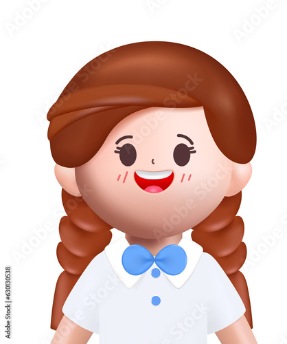 3d rendering Happy cute Students Back to school character design.