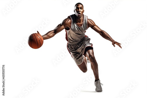 Print op canvas basketball player isolated on white background.