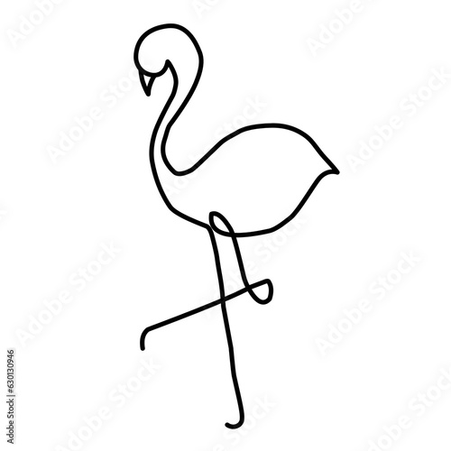 illustration of a flamingo, vector icon of a black and white flamingo bird