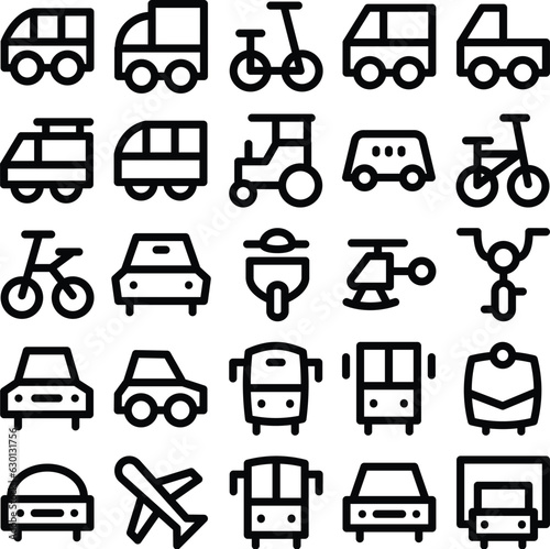 Set of Transport Bold Line Icons
