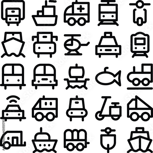 Set of Transport Bold Line Icons
