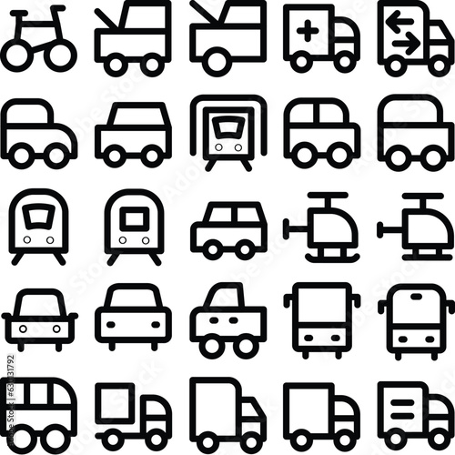 Set of Transport Bold Line Icons