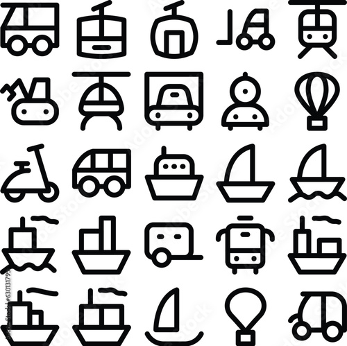 Set of Transport Bold Line Icons