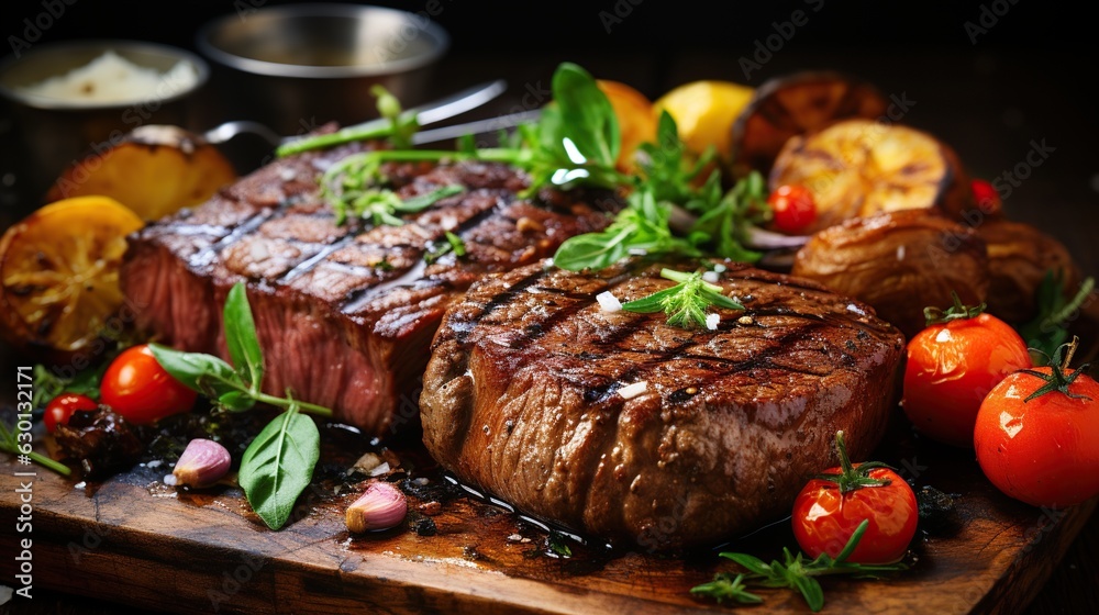 Succulent thick juicy portions of grilled fillet are a carnivore's delight Succulent thick juicy portions of grilled fillet are a carnivore's delight