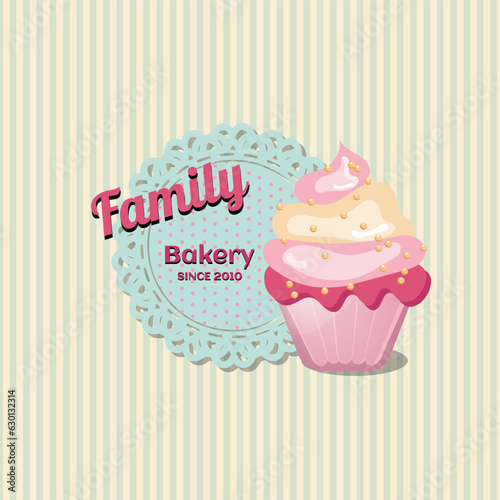 Sweet cupcake banner template in vector