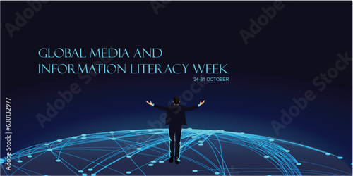 Global Media and Information Literacy Week. Holiday concept. Template for background, banner, card, poster with text inscription
