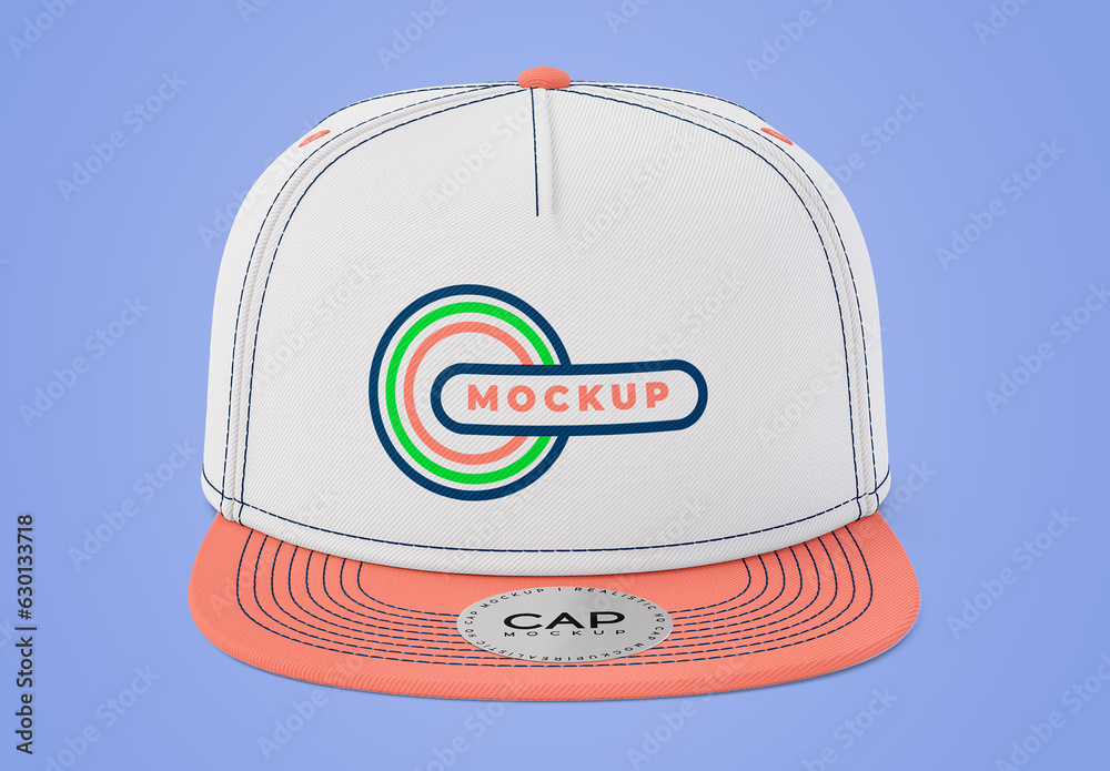 Snapback Cap with Sticker Mockup Template Stock Template Adobe Stock