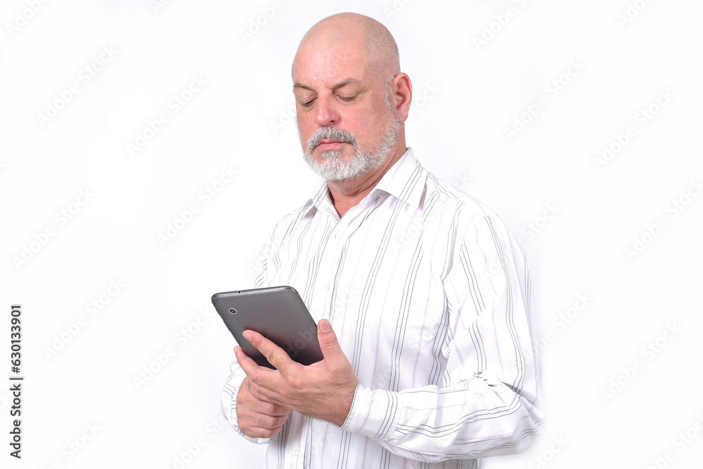 adult man using cell phone communication technology use 