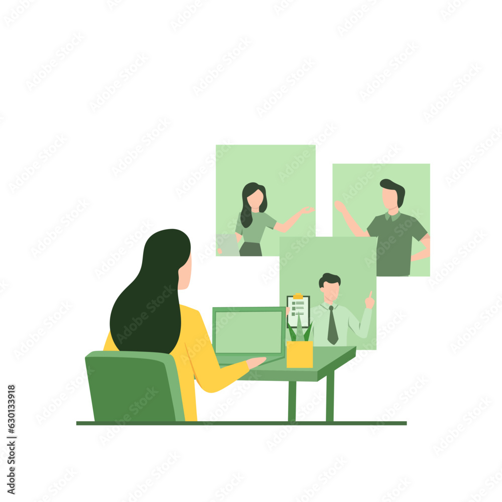 The concept of remote work, online communication. Online video conference, video call to friends or colleagues. Vector illustration isolated on a white background. flat design for website, banner The concept of remote work, online communication. Online video conference, video call to friends or colleagues. Vector illustration isolated on a white background. flat design for website, banner