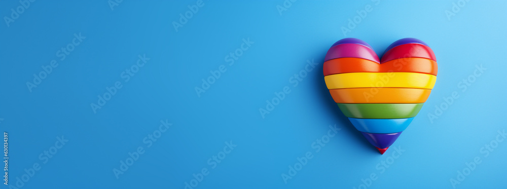 top view of rainbow heart on blue background, generative ai top view of rainbow heart on blue background, generative ai