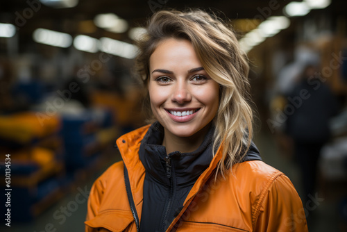 EHS manager woman in a manufacturing environment. factory, business. businesswoman. created with AI