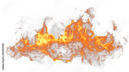 Flame Fire isolated on transparent background fiery 