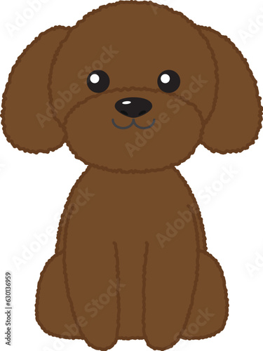 Poodle brown color cute dog icon.