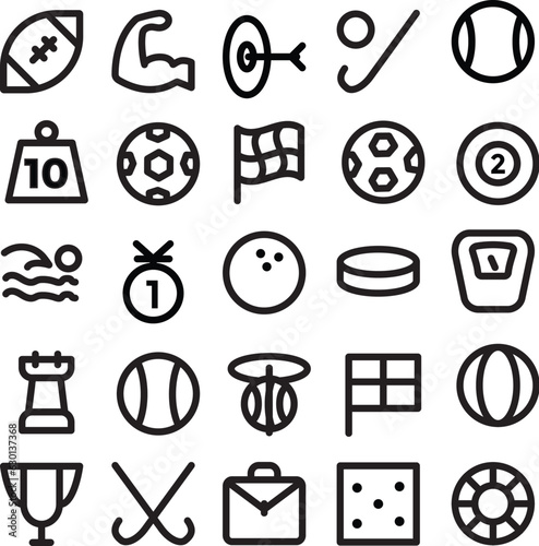 Sports Line Vector Icons Set 

