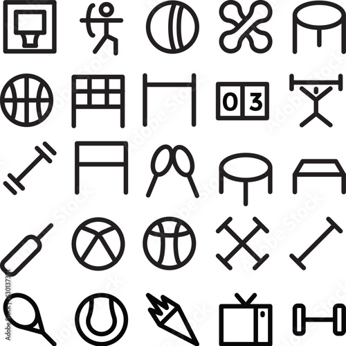 Set of Games and Sports Line Icons Vector 

