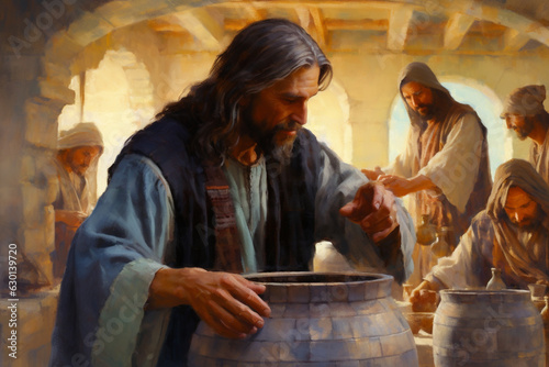 Fotografia Jesus Christ turns water into wine