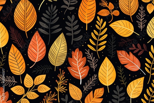 Minimalist flat design of autumn leaves background