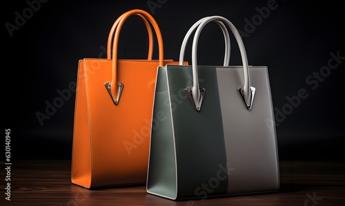Colorful shopping bags on black background