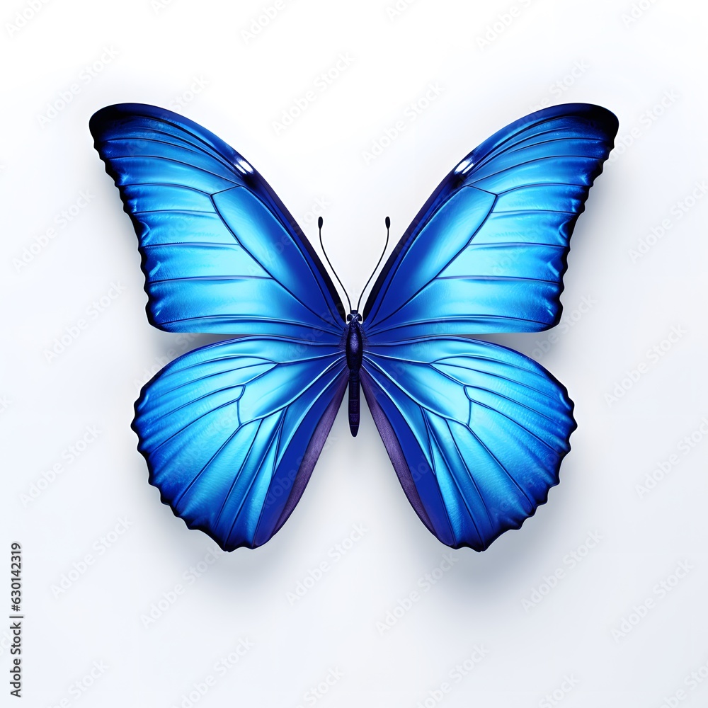 Blue butterfly isolated on white background, 3d rendering, Computer digital drawing ai generated Blue butterfly isolated on white background, 3d rendering, Computer digital drawing ai generated