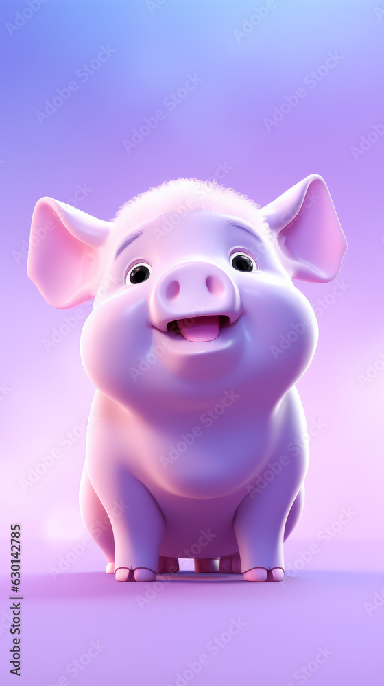 Cartoon style illustration of a pig - Cute Pig - Created with Generative AI technology. Cartoon style illustration of a pig - Cute Pig - Created with Generative AI technology.