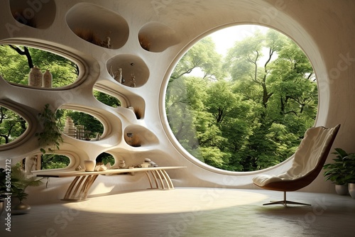 Futuristic Interior Design of a Modern Living Room.