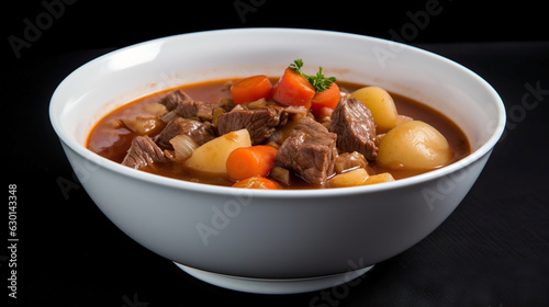 Beef stew - A hearty dish made with beef, potatoes, carrots, onions, and other vegetables, all cooked together in a thick broth. A comforting meal on a cold day.