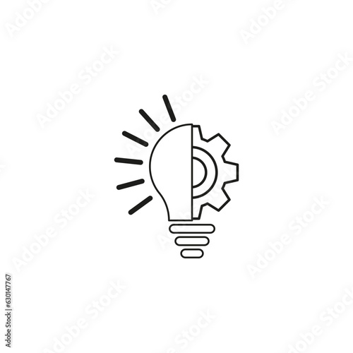 Creative thinking icon. Brainstorming and wisdom sign. Lign bulb and gear. Vector illustration. Eps 10. photo