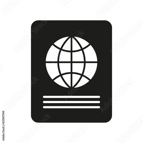 Passport black silhouette icon. Personal document symbol. Vector illustration. Eps 10.