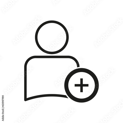 User profile with plus line icon. Customer, follow symbol. Add new friend. Vector illustration. Eps 10.