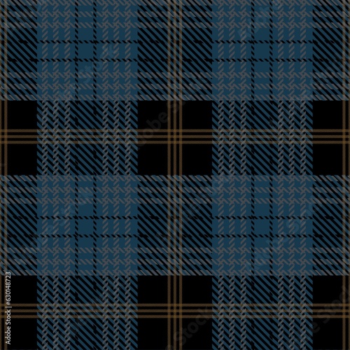 Tartan seamless pattern, black and blue can be used in fashion decoration design. Bedding, curtains, tablecloths