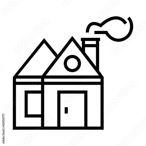 Home building with chimney, single icon in outline style