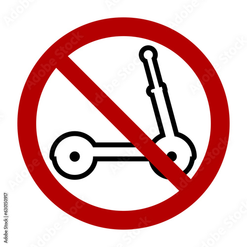 No kick scooter symbol, prohibition sign. Flat vector illustration isolated on white