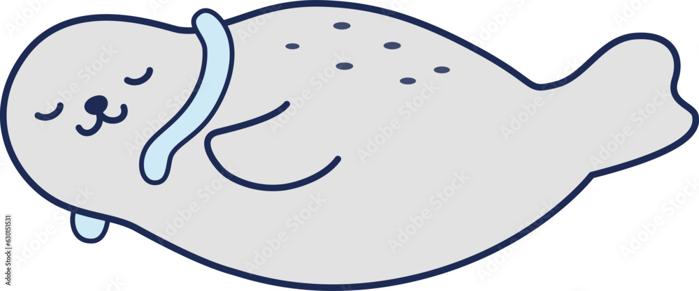 Naklejka premium クールネックリングを付けるアザラシのイラスト